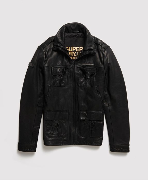 Шкіряна куртка Superdry men's icon brad leather jacket biker black