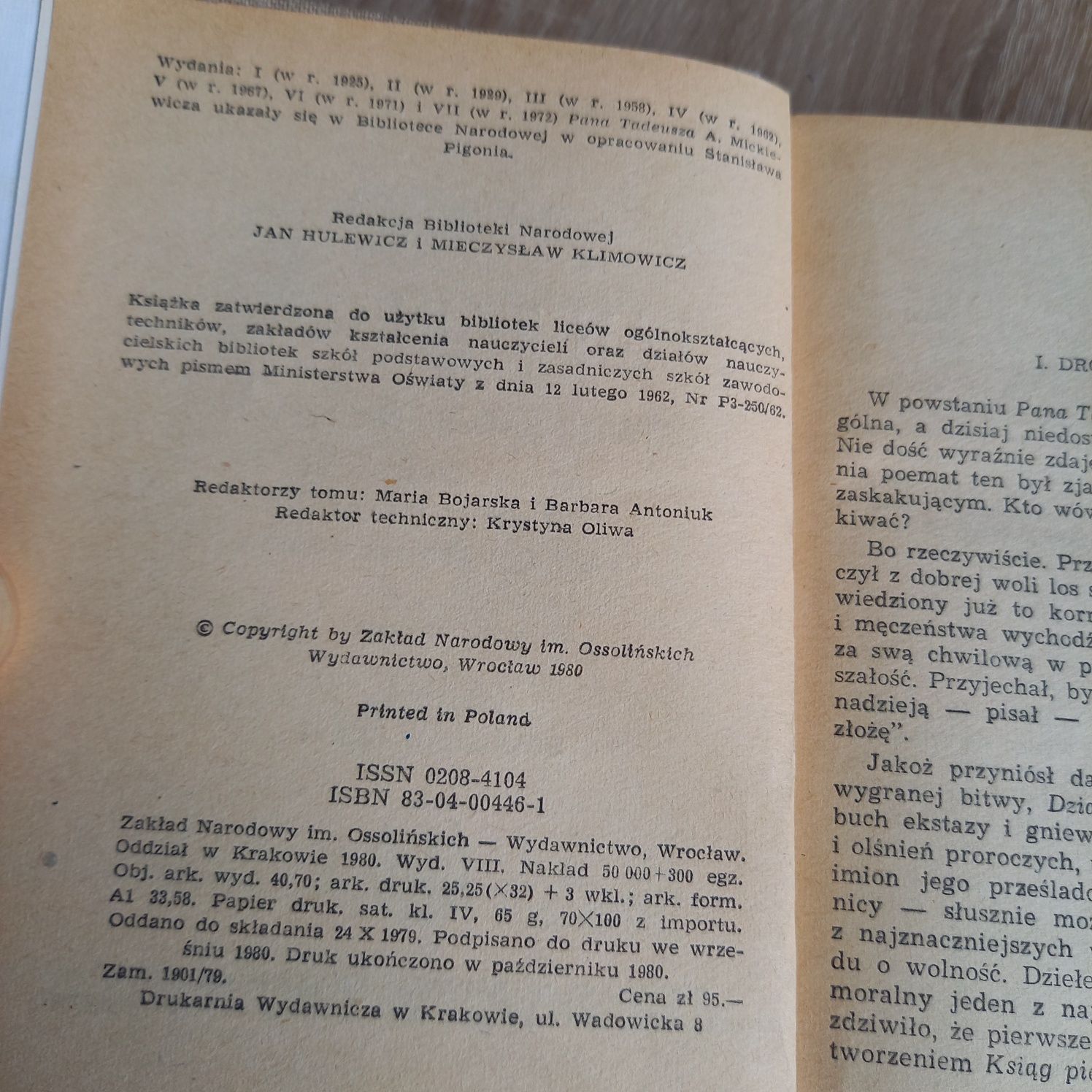 Książka Adam Mickiewicz Pan Tadeusz 1972 rok