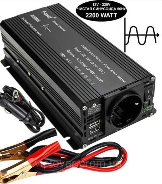 Інвертор Foval 3000w чистий синус 12-220