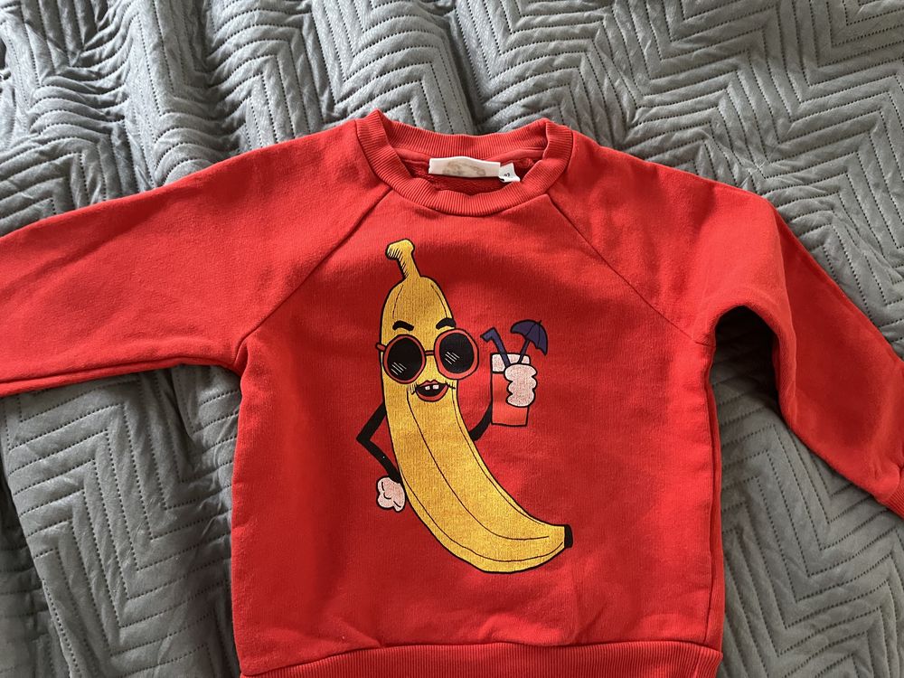Mini rodini organic bluza czerwona z bananem 92 98