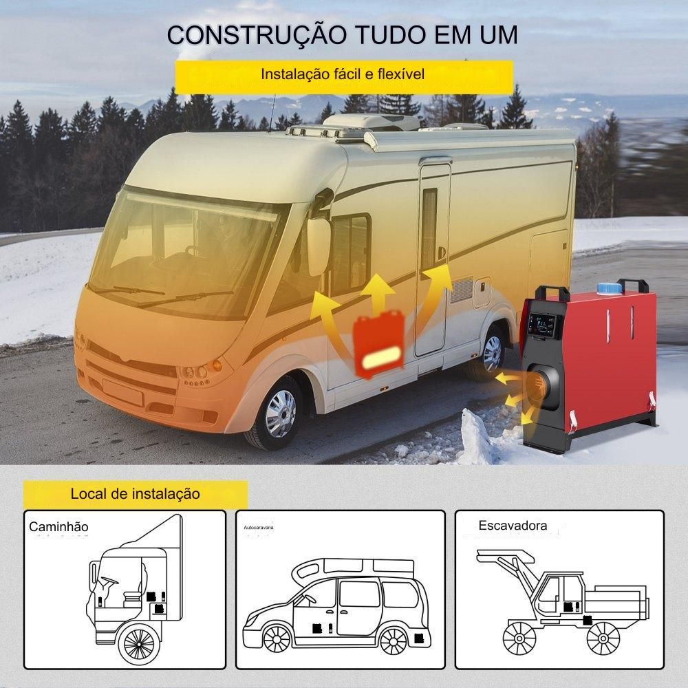 Aquecedor a Diesel 5KW 12V de Integração Simples com LCD