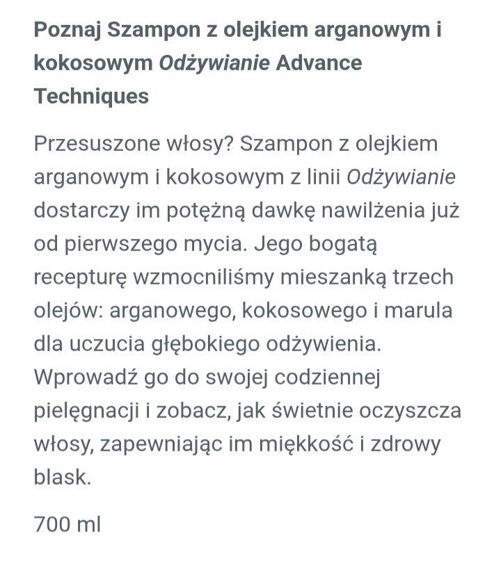 Szampon avon 700ml argan coconut oils