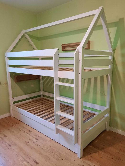 Łóżko piętrowe dla dzieci domek PAWEŁ i GAWEŁ z szufladą Agata