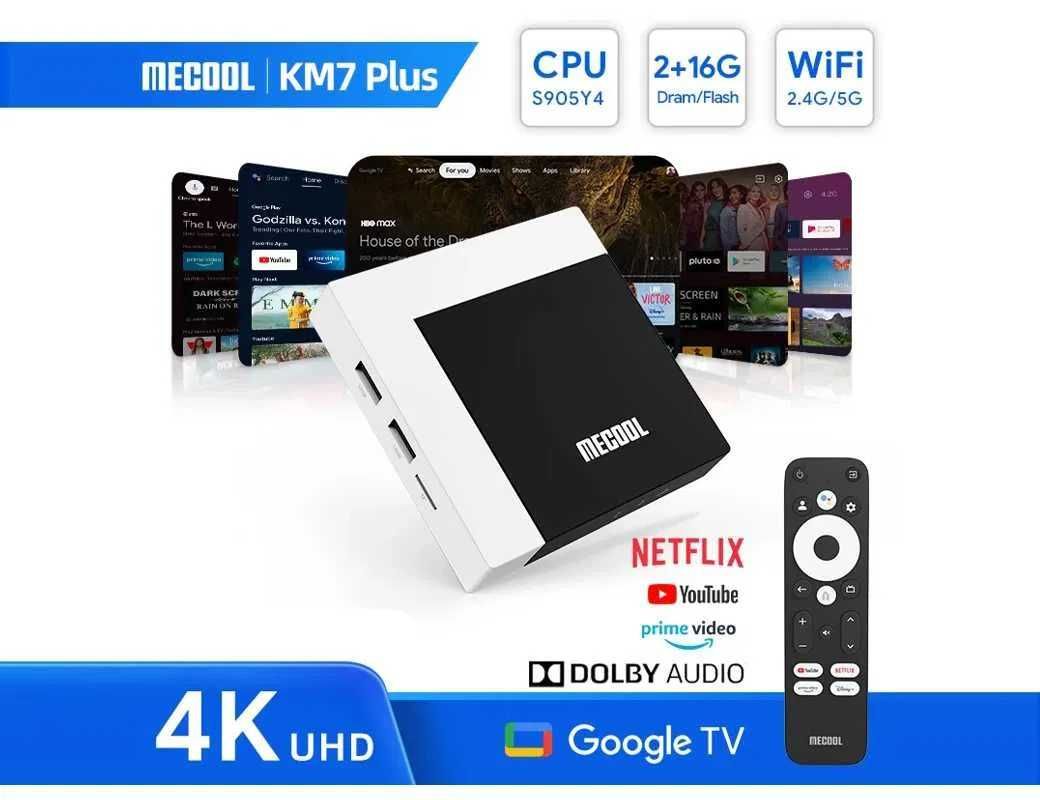 Новая настроенная Google TV смарт приставка Mecool KM7 Plus 2/16 Wifi