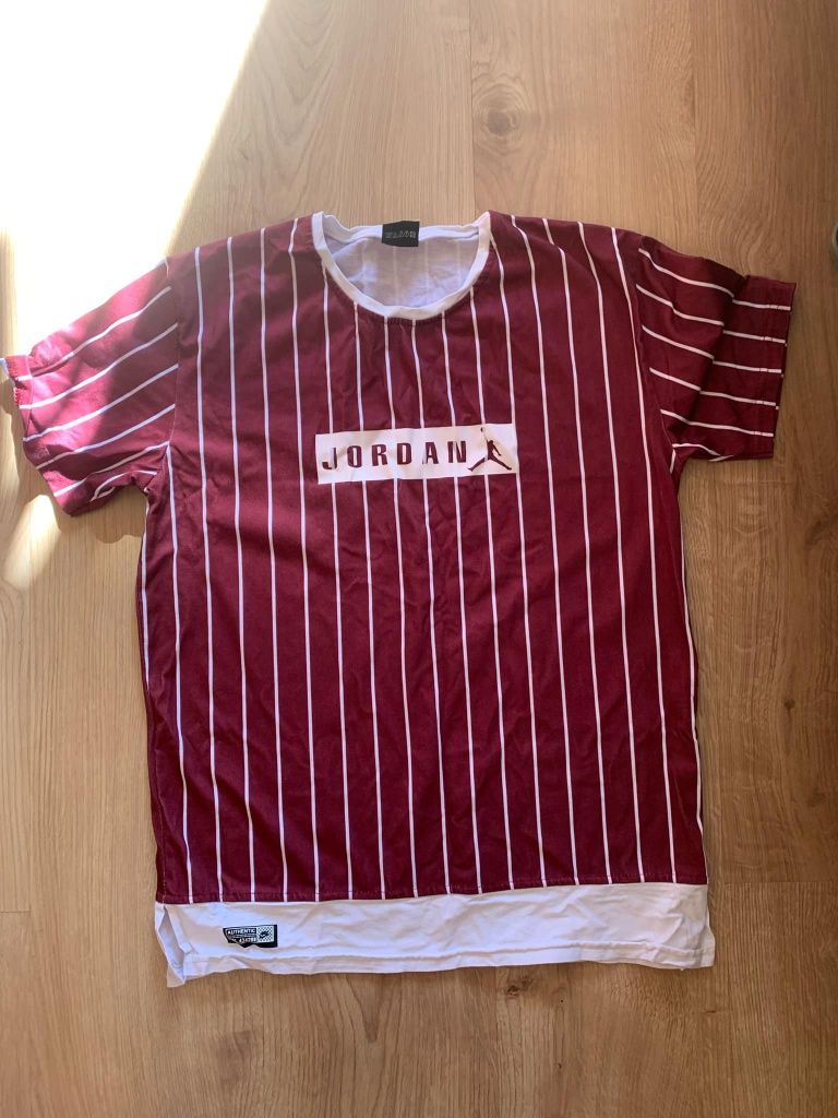 Koszulka Jordan – oryginalna, 100% bawełna, bordowa w paski