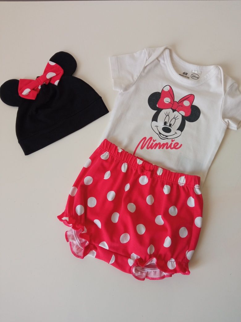 Conjunto body, tapa fralda e touca bebé 2-4 meses - Minnie Disney H&M