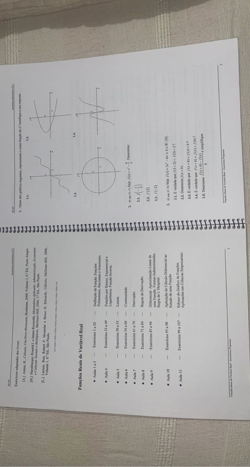 Livro de exercícios Matemática de Ciências Empresariais