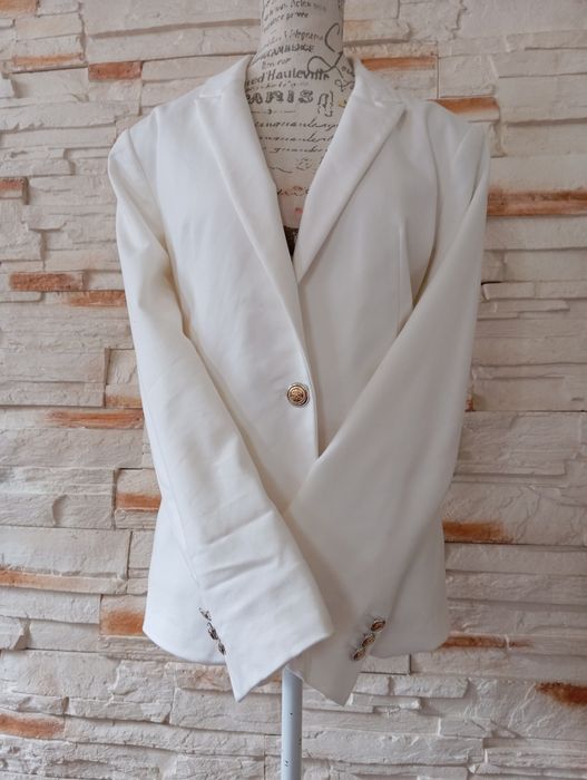 Elegancka biała marynarka żakiet ZARA Basic r.XL. W.S.