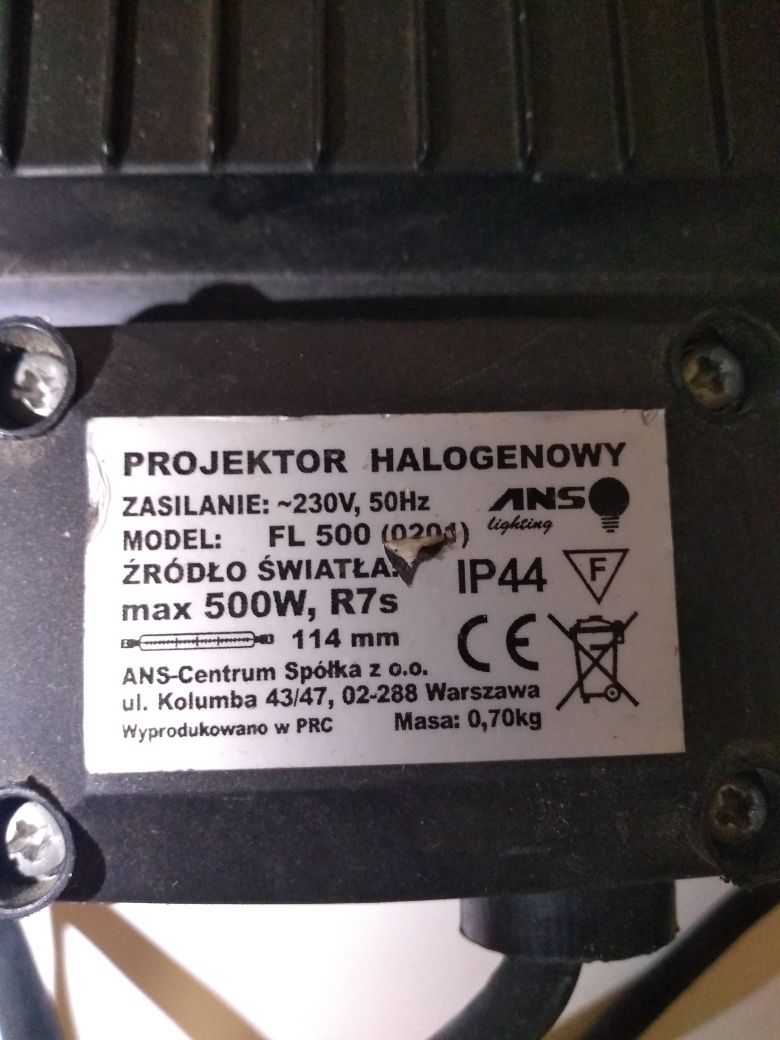 Projektor halogenowy halogen lampa 500W