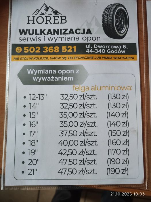 Wulkanizacja wymiana opon
