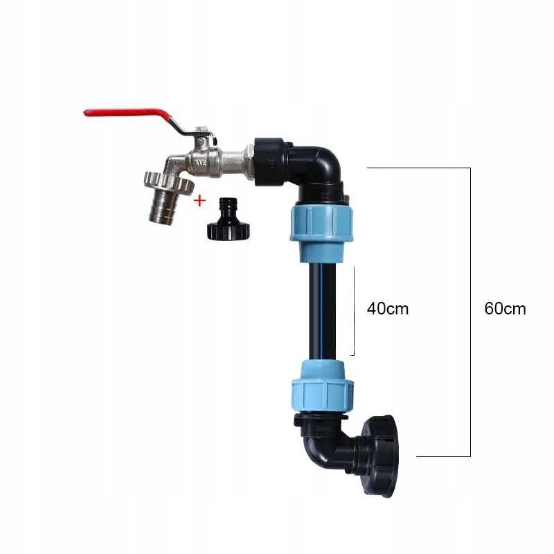 IBC Kran odpływowy typu „gęsia szyja” 3/4 cala Adapter IBC S60