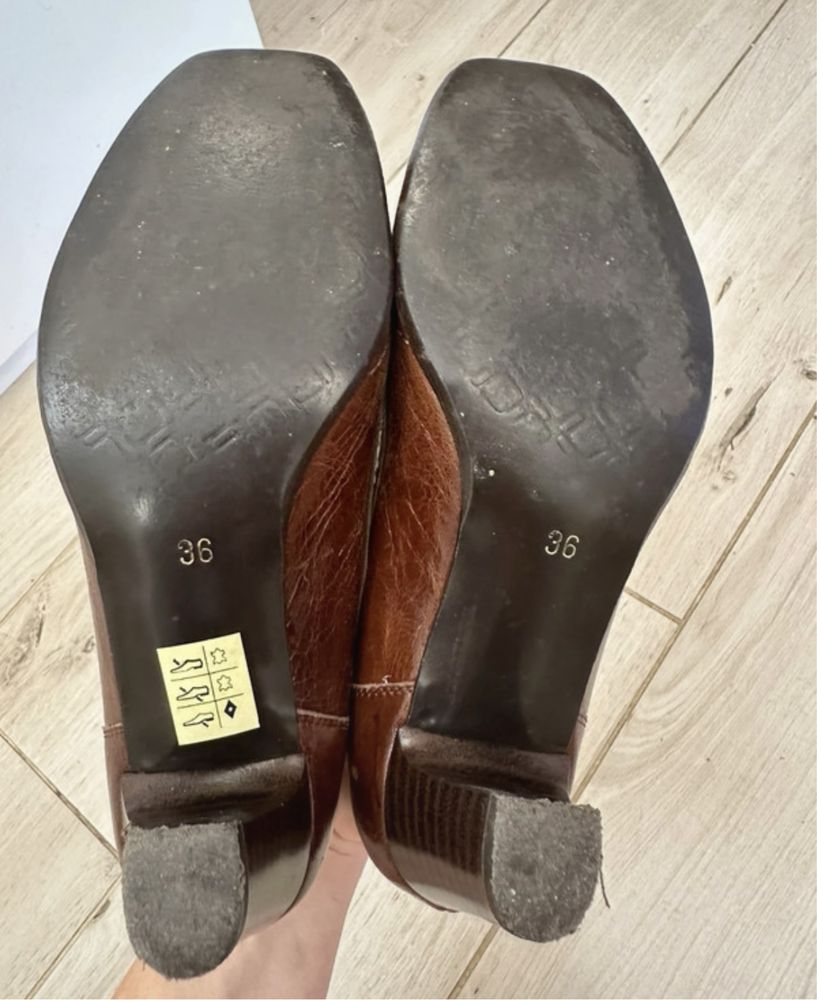 Skórzane brązowe buty rozm.36