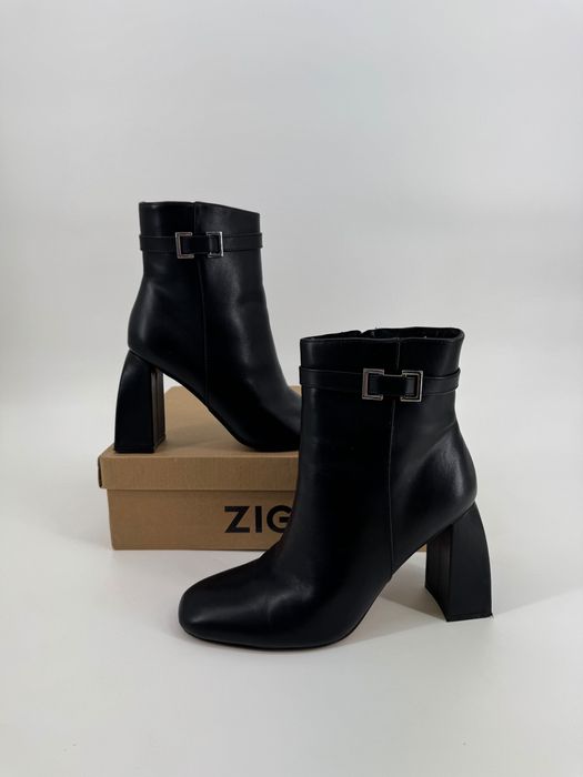zign botki skórzane na obcasie 39 czarne eleganckie