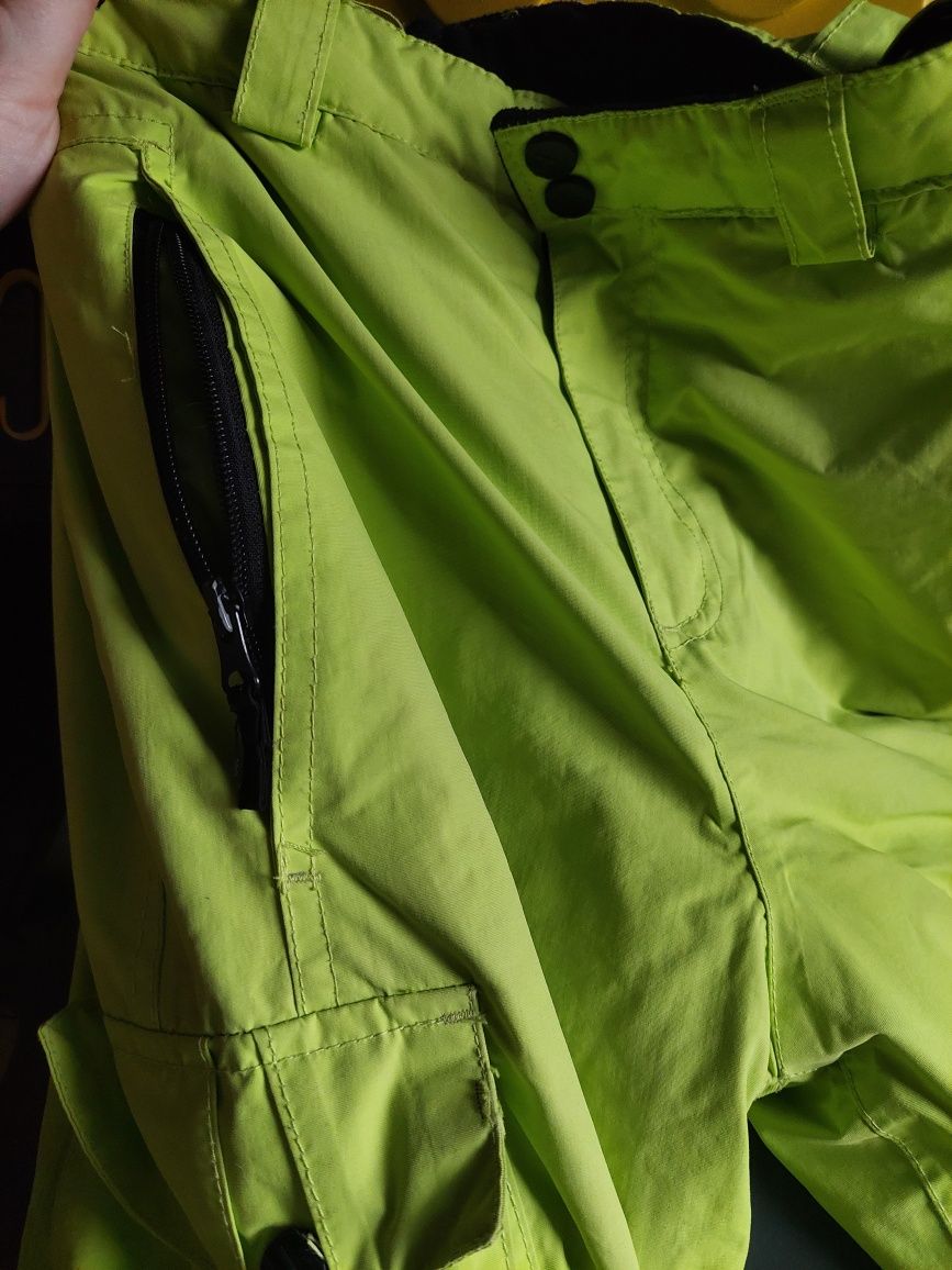 Neonowe spodnie narciarskie żółte Y.F.K 146/152cm wodoodporne ciepłe