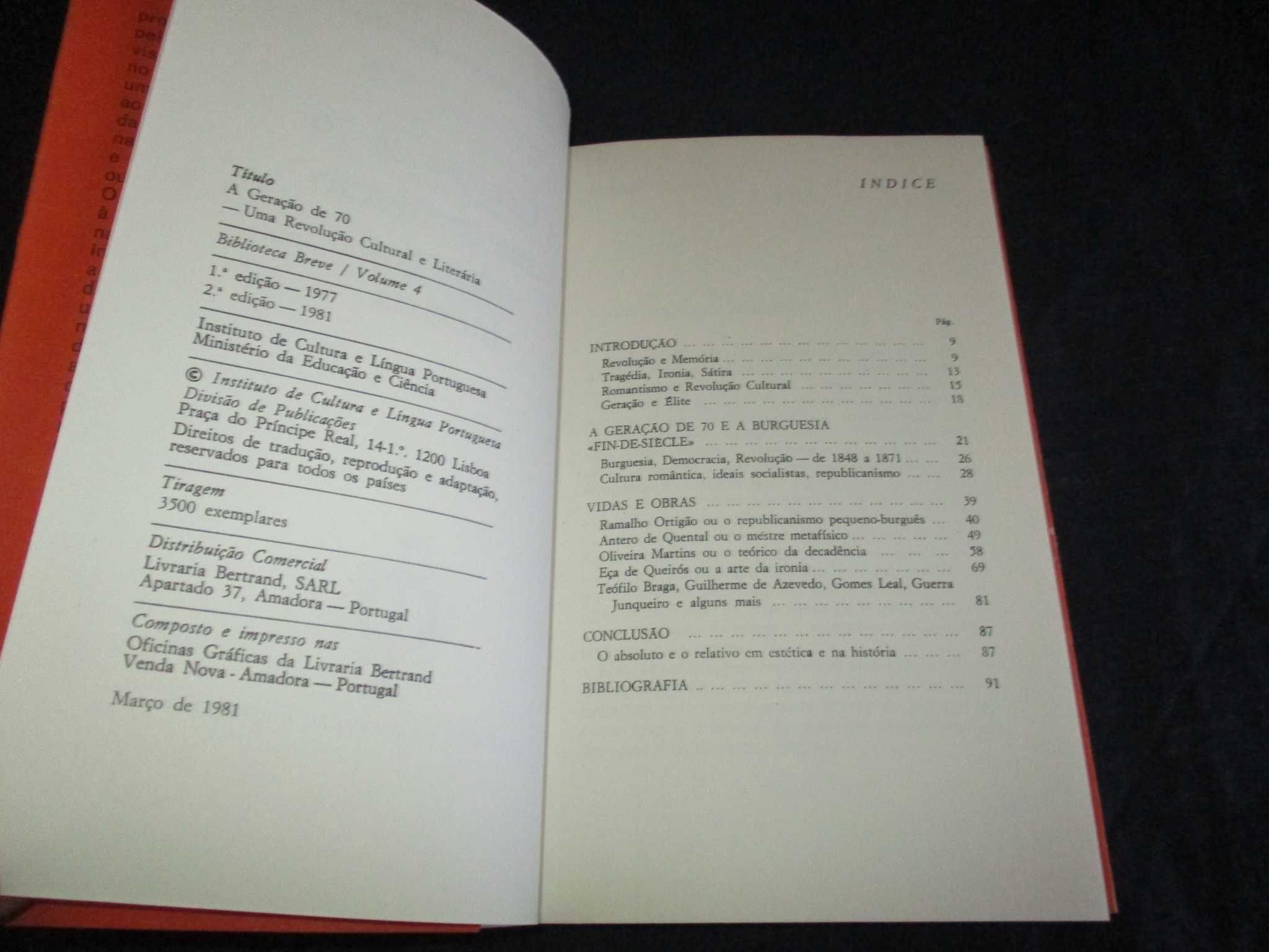 Livro A Geração de 70 revolução cultural e literária