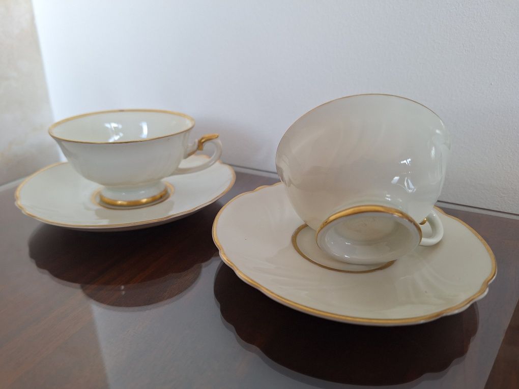 KP Karlskrona porcelana duo filiżanka i spodek 2 zestawy mocca