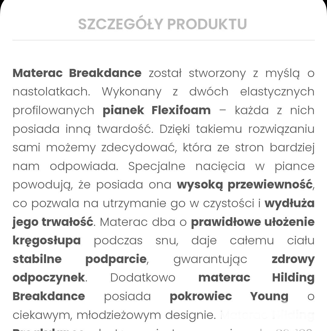 Materac Hilding Breakdance 90x200