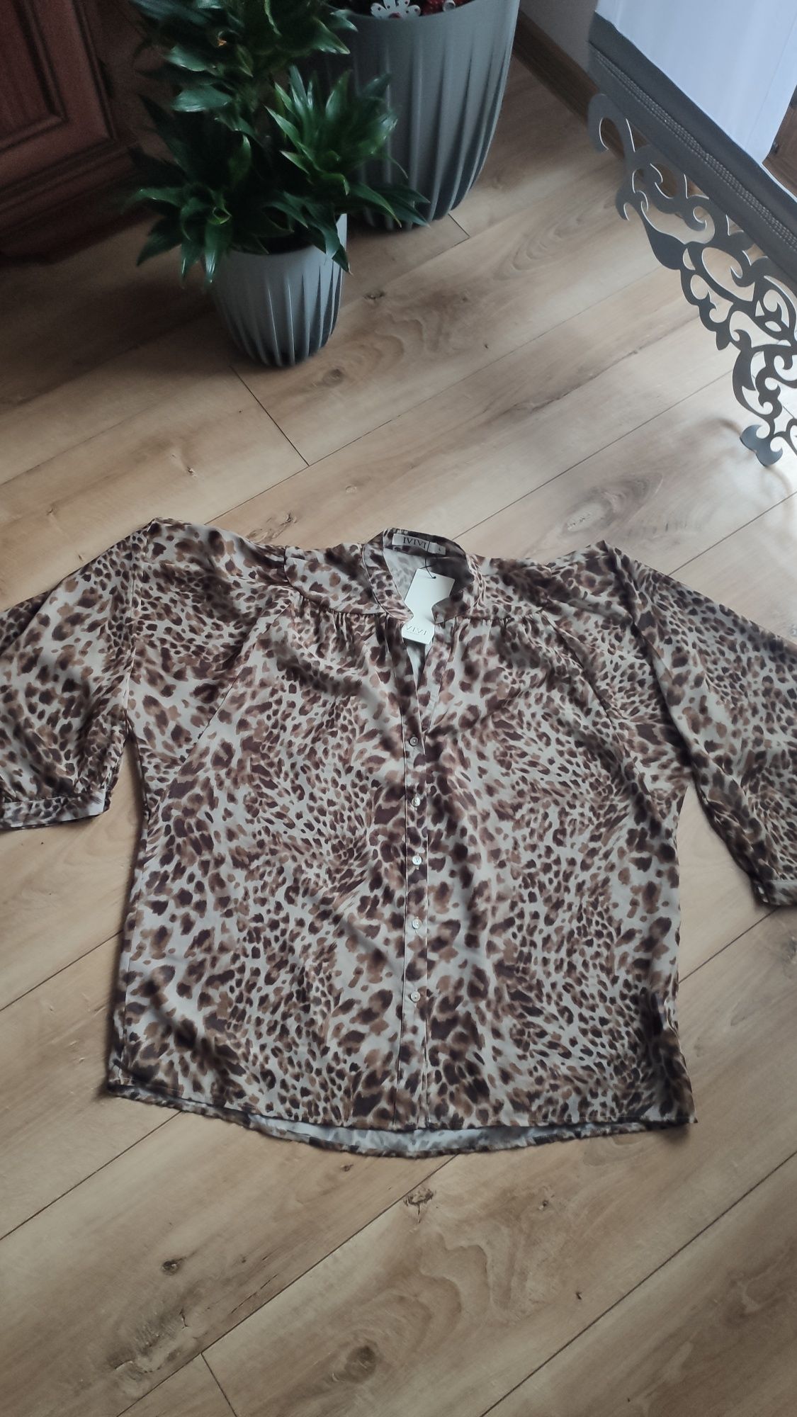 Koszula bluzka pantera panterka stójka rozmiar L - XL Nowa z metką