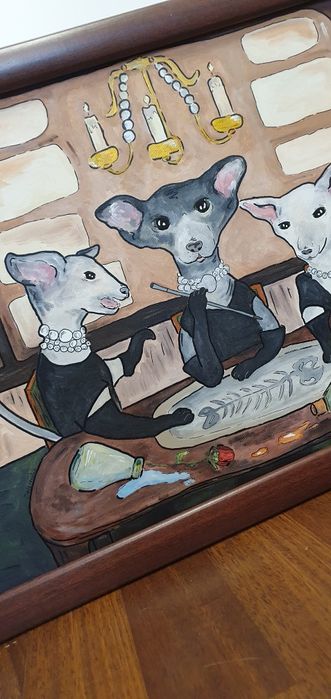 Obraz Koty Peterbald Orientalne Śniadanie u Tiffany'ego  50x70 w ramie