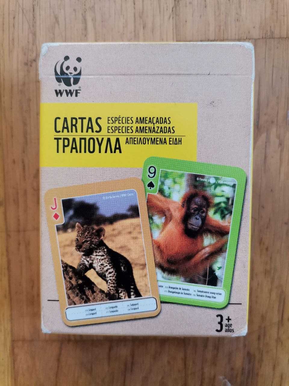 Baralho de cartas animais espécies ameaçadas WWF