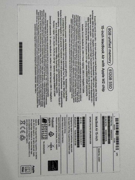 Apple MacBook Air M2/8GB/512/Mac OS Space Gray