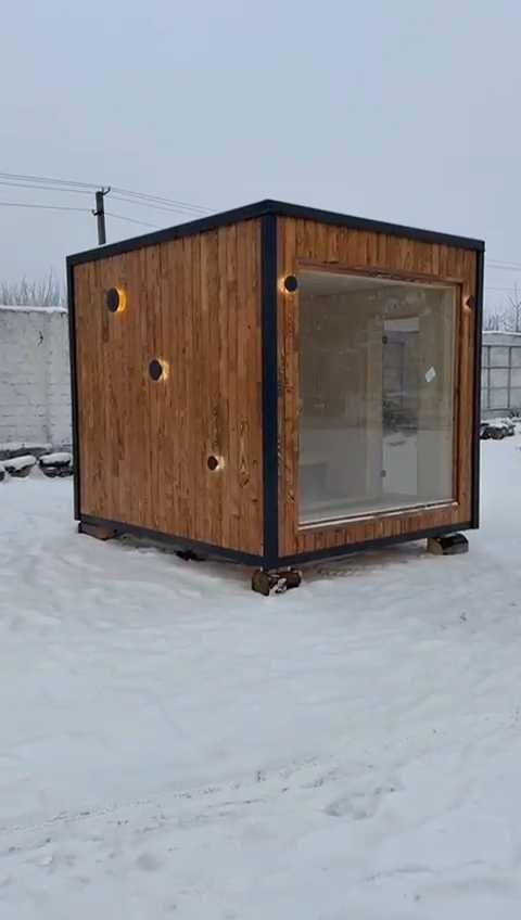 Sauna z dużym oknem panoramicznym