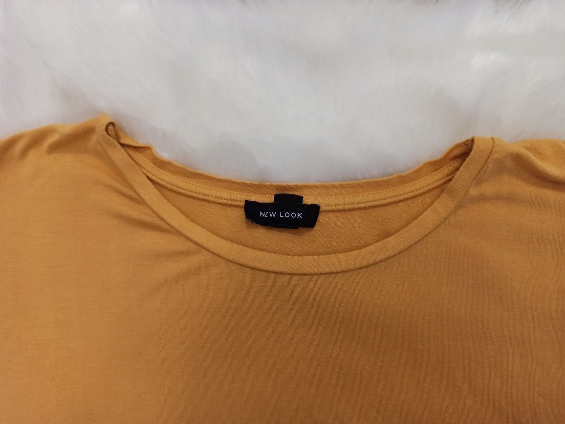 Bluzka t-shirt New Look r. 42 żółta musztardowa z wiązaniem