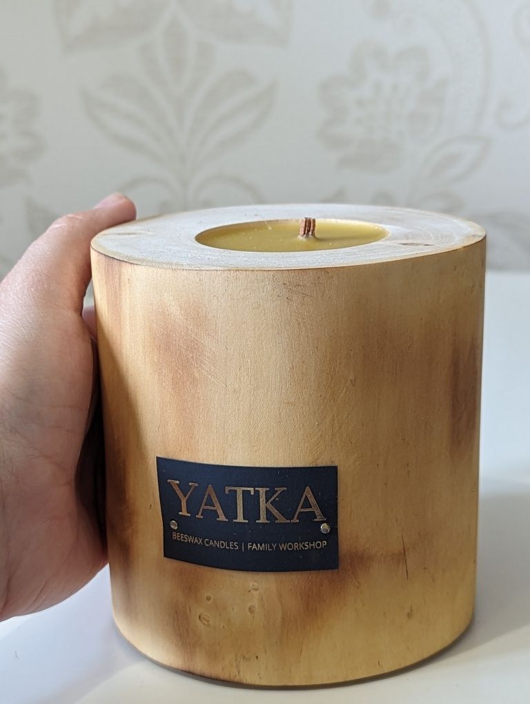 Дерев'яна свічка handmade ручної роботи бджолиний віск подарунок