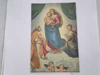 Stary obraz Rafael Santi Madonna sykstyńska aniołki druk na tekturze