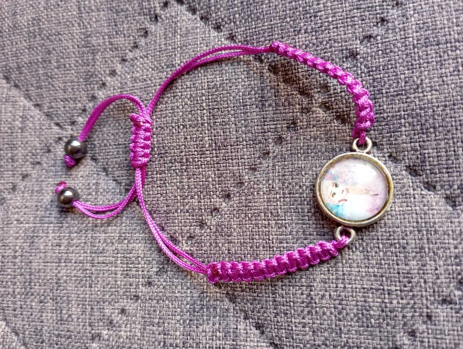 Bransoletka pleciona zaciągana z grafiką Kraina Lodu