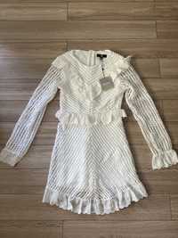 Missguided biała ażurowa sukienka chrzest komunia rozmiar 36