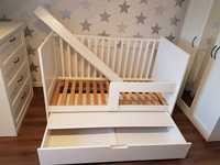Drewniane bukowe białe łóżeczko tapczanik dla dzieci 70x140 z szufladą