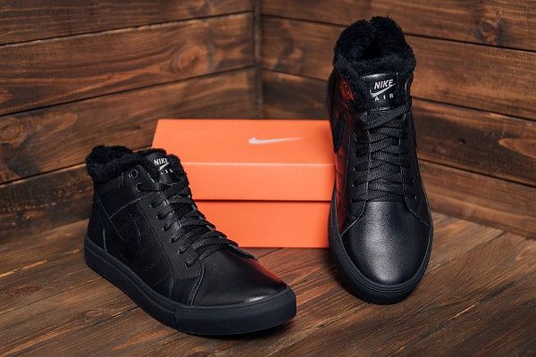 Мужские зимние кожаные ботинки Nike Black Leather