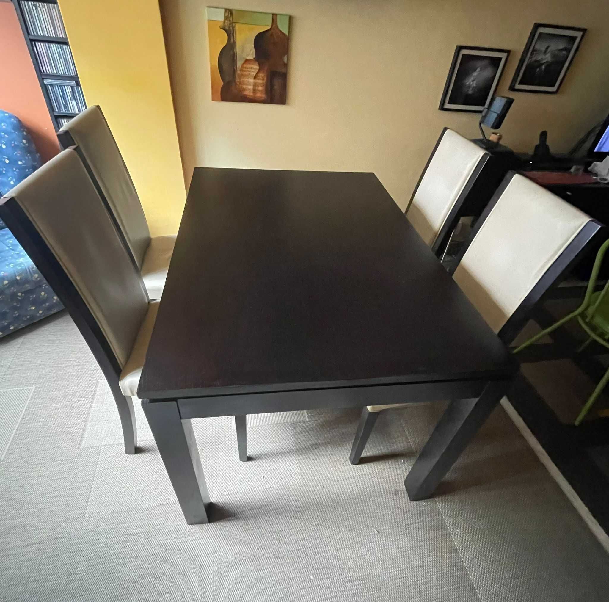 Mesa e cadeiras de sala de jantar | extensível