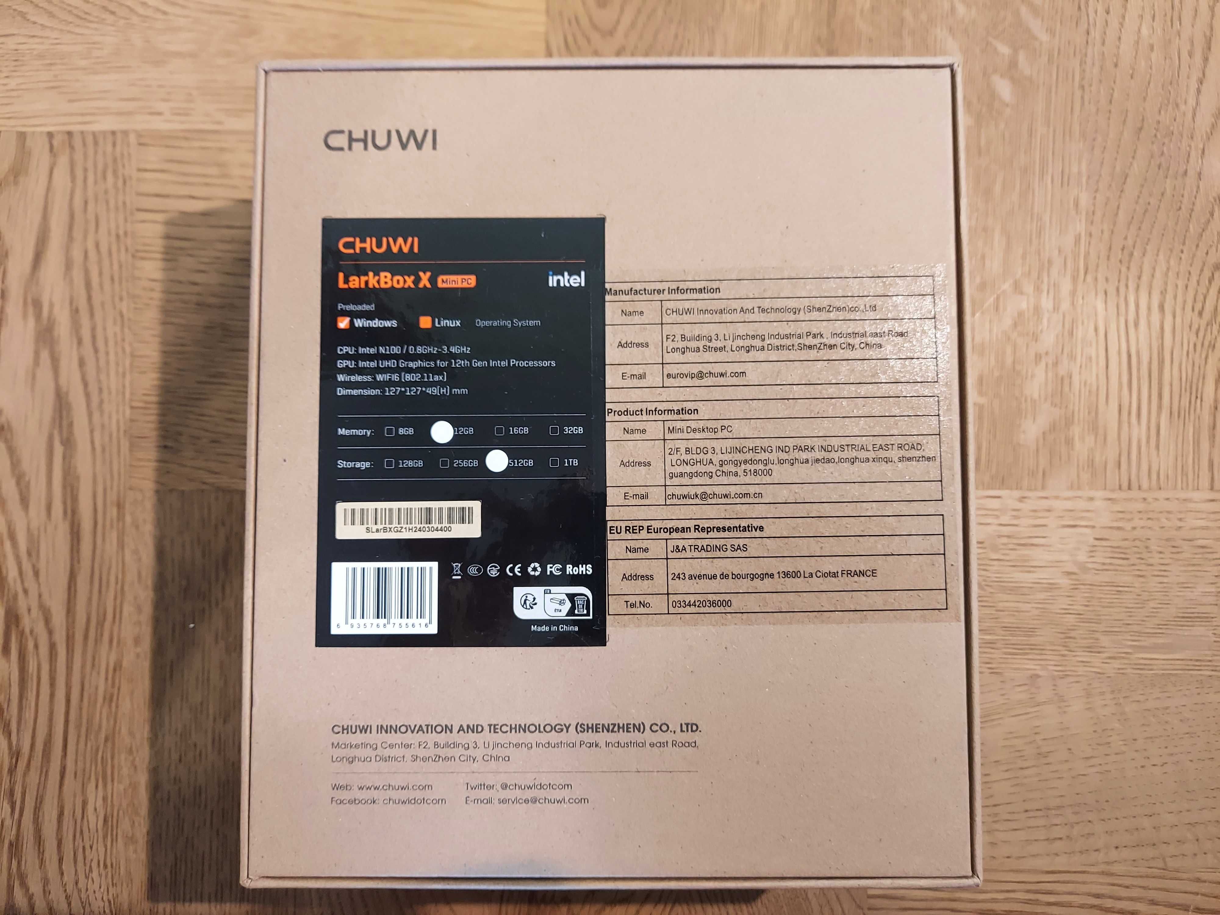 Mini PC Chuwi LarkBox X (Intel N100/12GB RAM/512GB SSD, nowy)