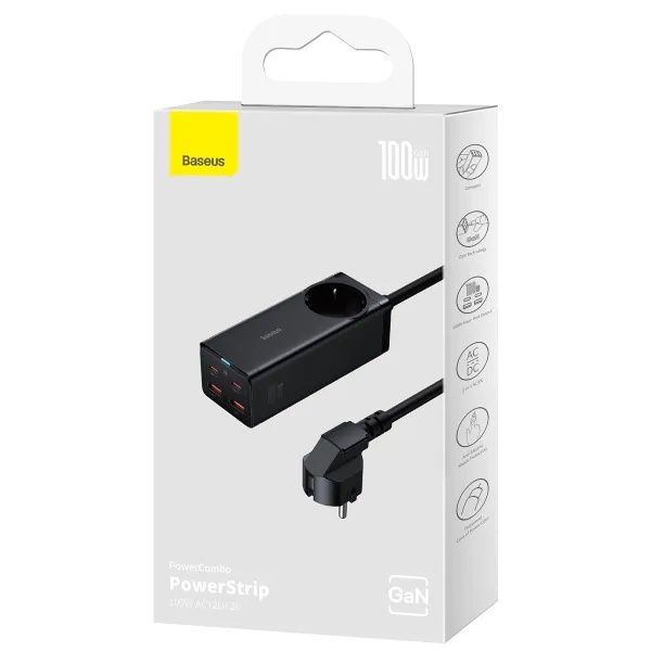 Мережевий зарядний пристрій Baseus GaN3 Pro PowerStrip 100W