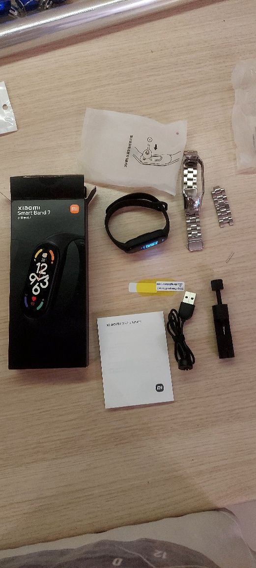 Xiaomi mi band 7 opaska zestaw opakowanie dwie opaski metalowe