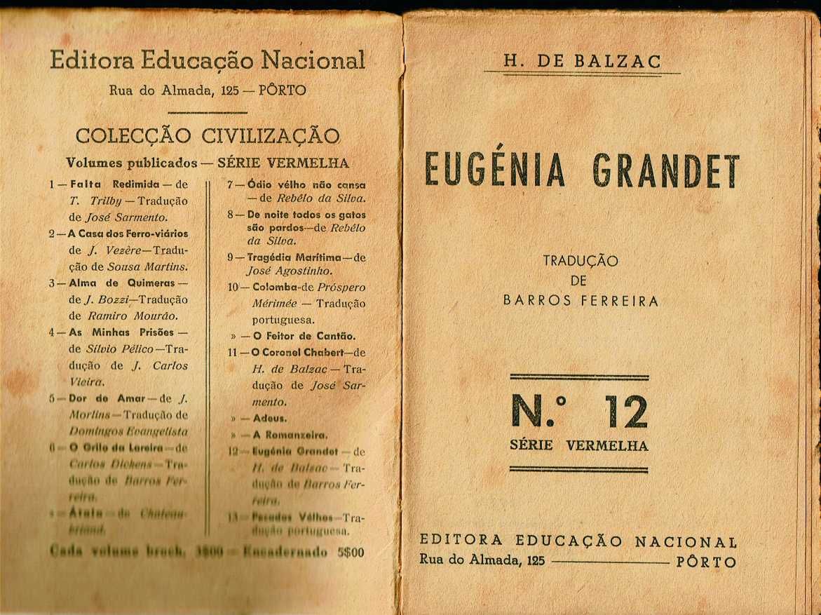 Eugénia Grandet - H. de Balzac - Colecção Civilização