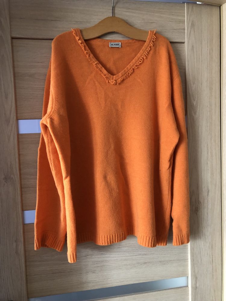 Sweter 80% wełna dyniowy pomarańczowy r. XL