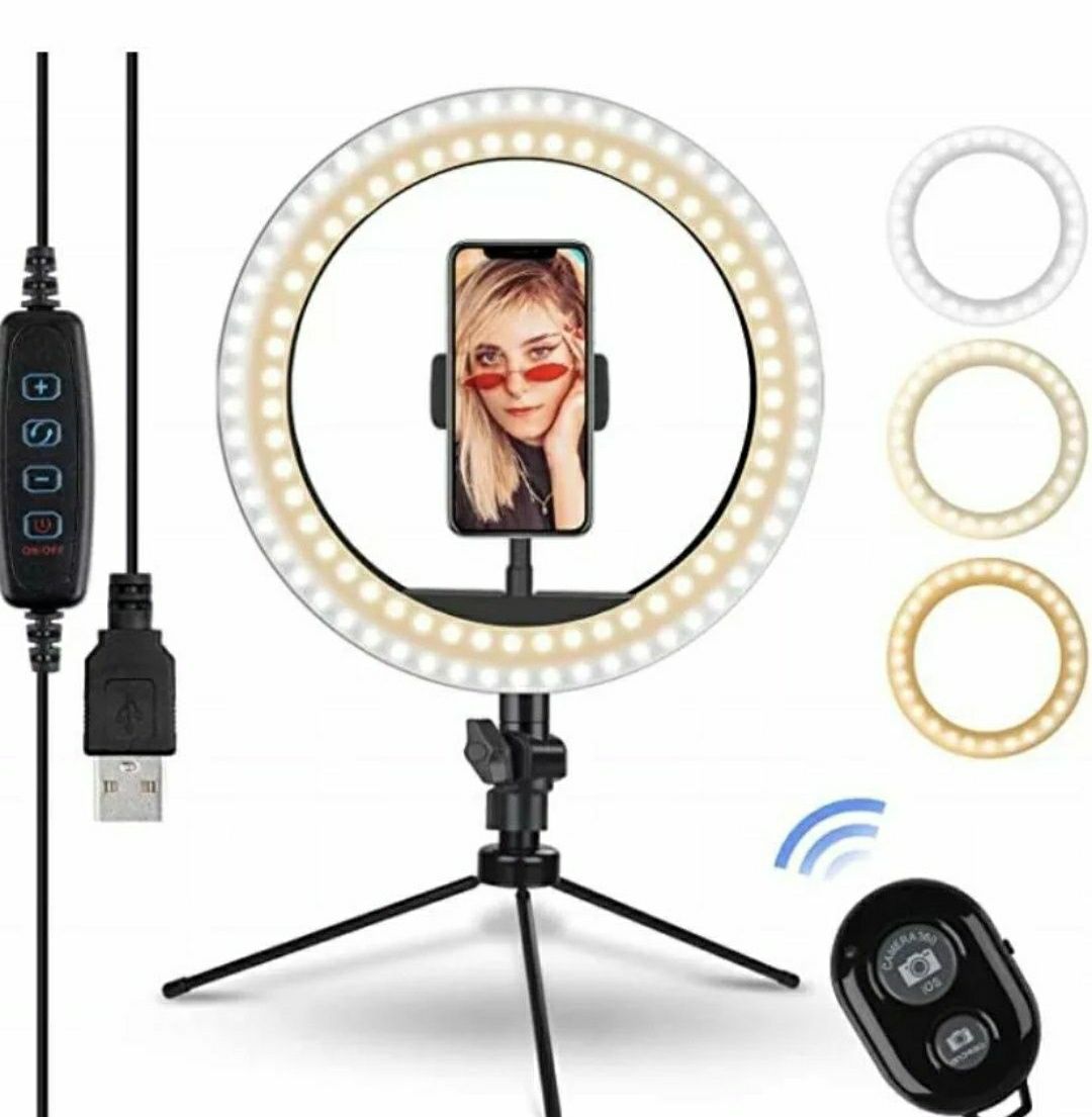 10 cali lampa pierścieniowa LED z pilotem USB Bluetooth streaming