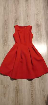 Czerwona taliowana sukienka Orsay r. 34 wizytowa