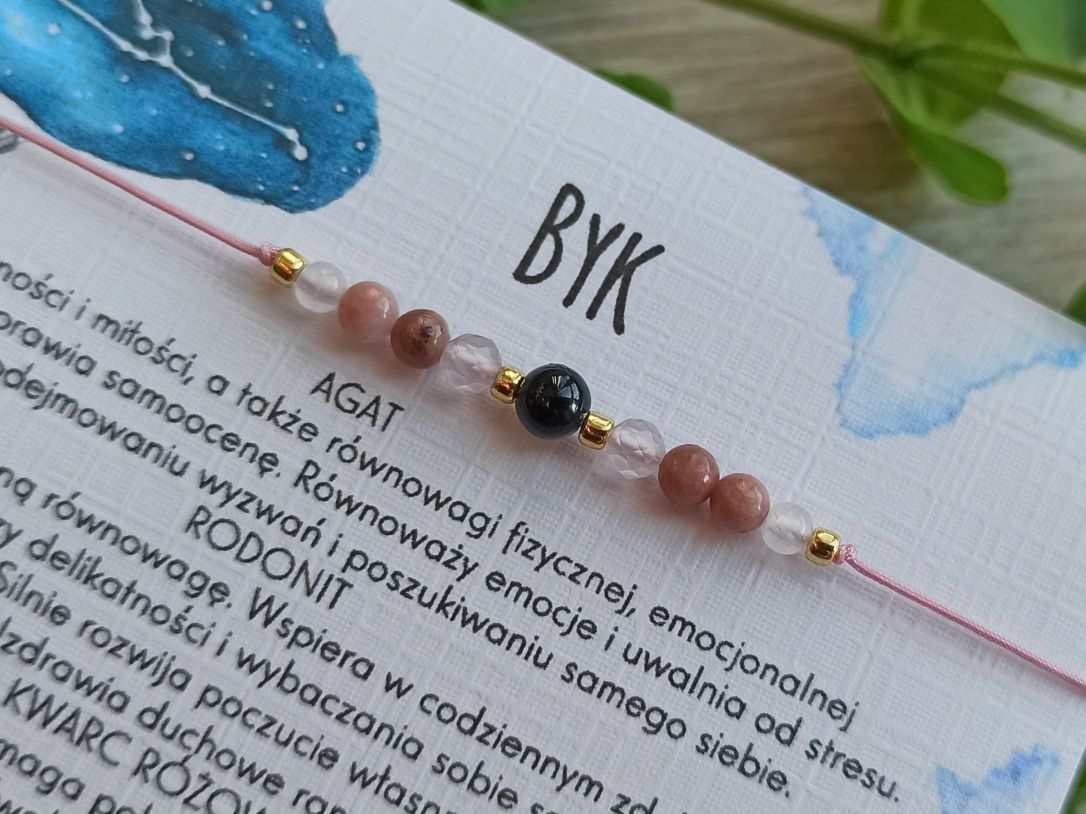 Byk bransoletka na szczęście, kamienie amulet