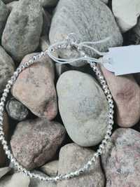 Bransoletka na nogę na lince jubilerskiej kamienie hematyt srebro 925