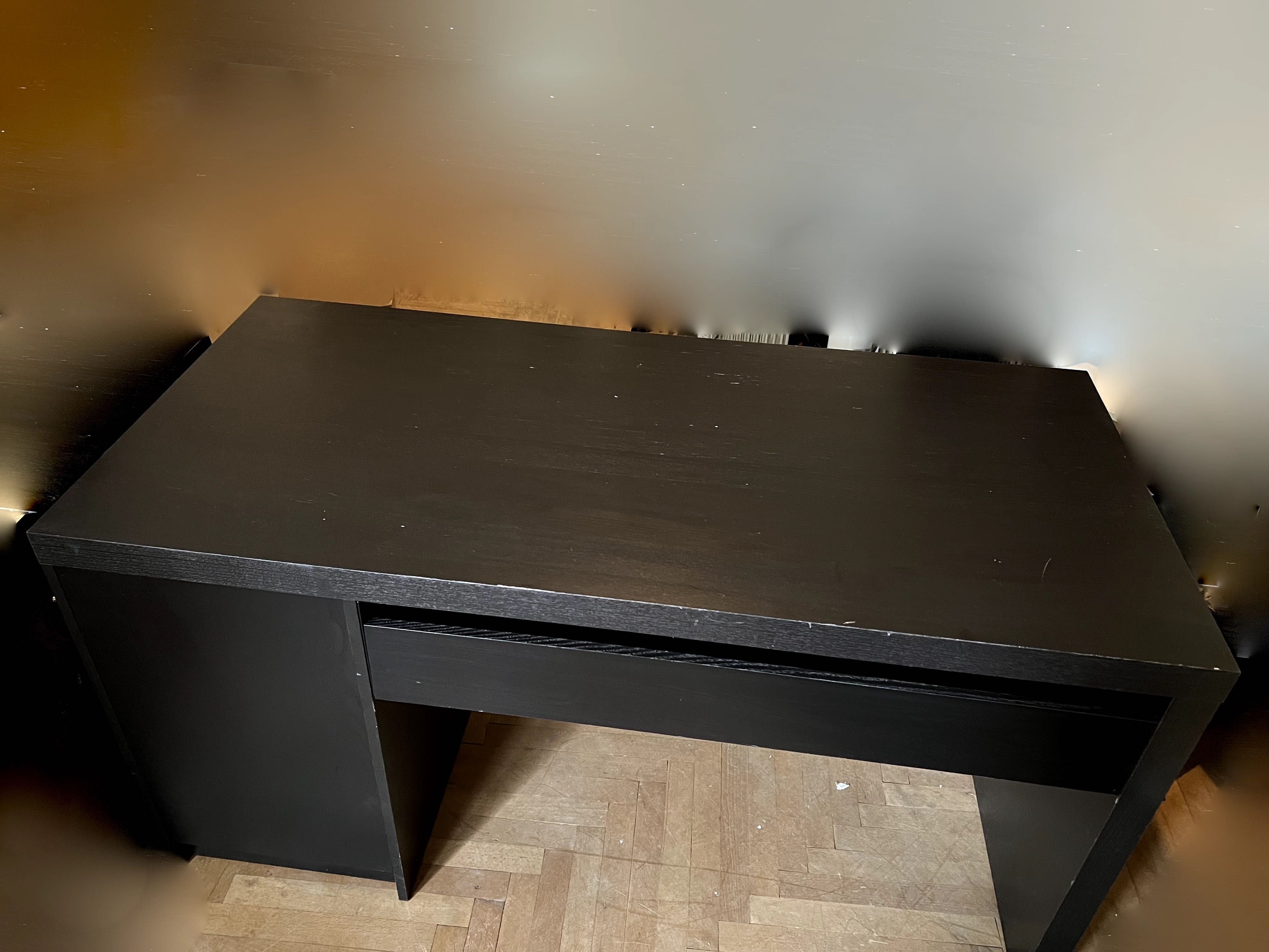 IKEA Malm biurko 140x65 - czarny - szafka, szuflady