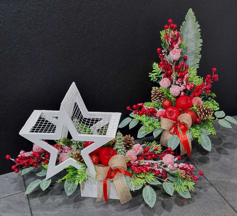 Komplet kompozycji kwiatowych na grób świąteczny B123