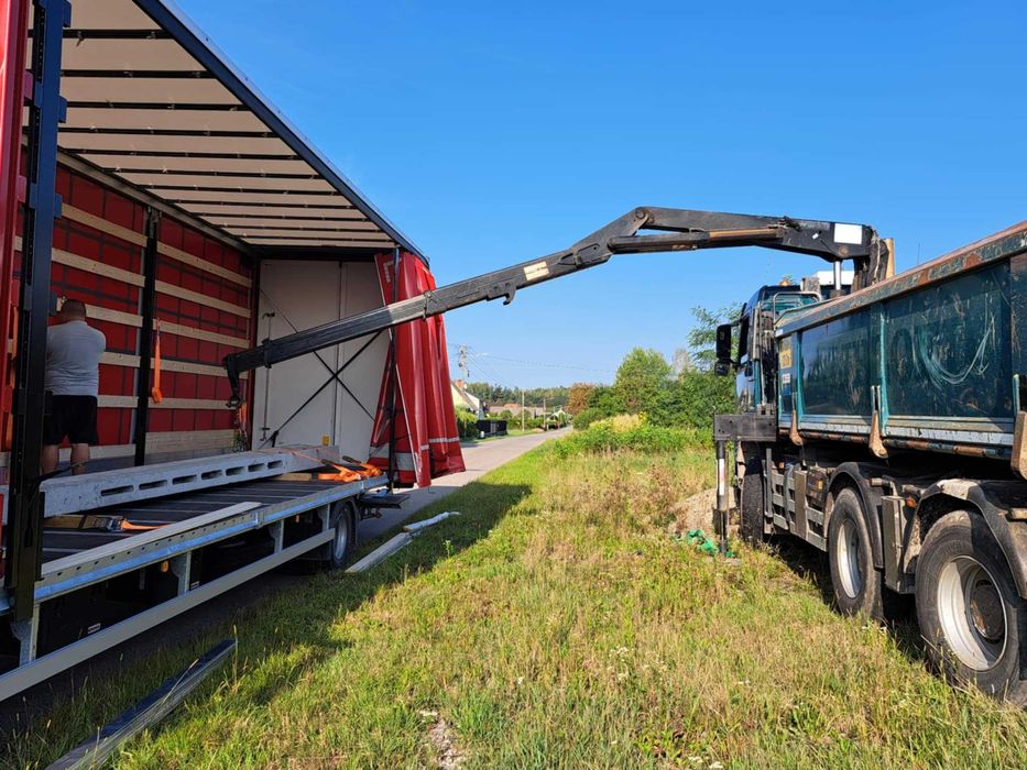 Usługi dzwigowe HDS + łyżka chwytakowa  Wywrotka 6x6 Transport
