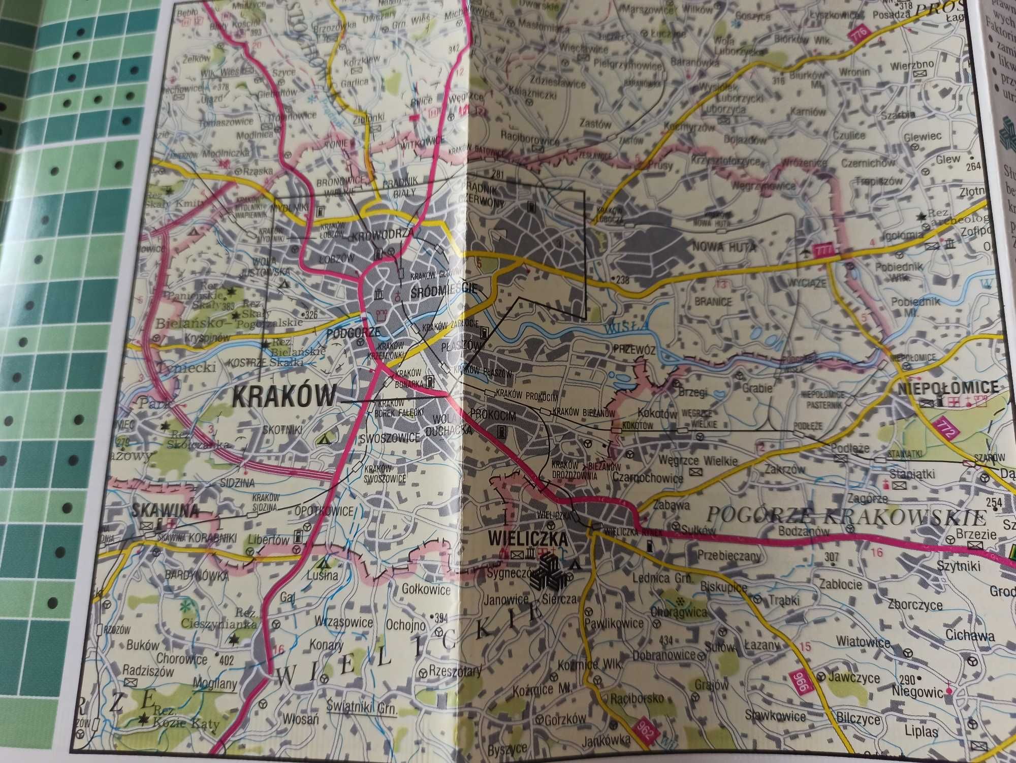 Kraków - plan miasta stara mapa reklamowa 1994