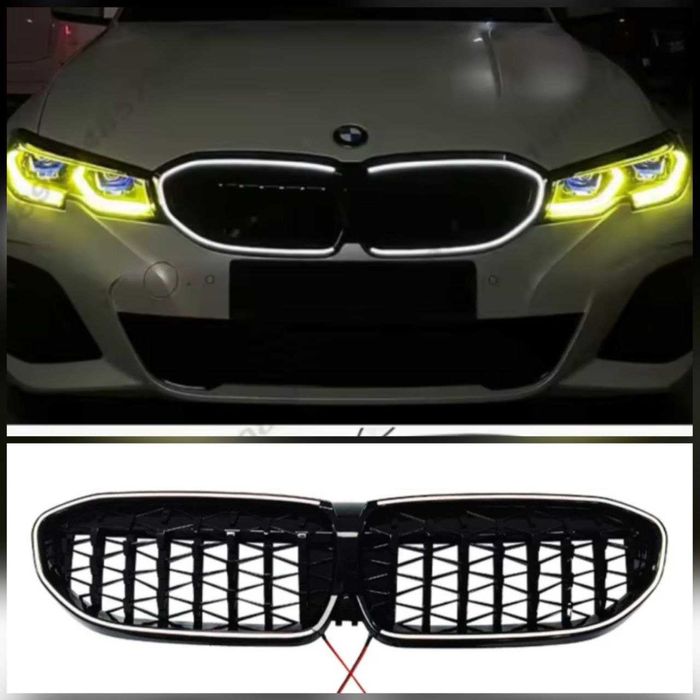 Решeтка з LED подсветкой BMW G20 диффузор спойлер сплиттер сплiтер