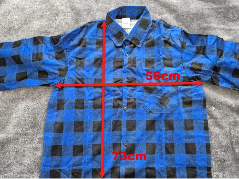 Koszula flanelowa krata niebiesko-czarna 170cm kołnierzyk 40