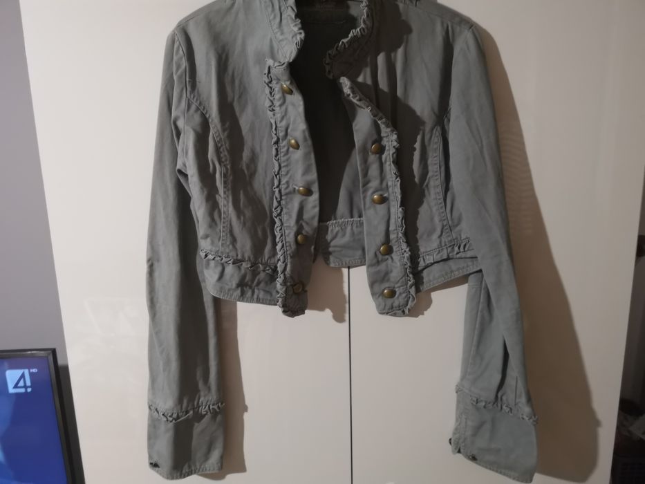 Bolerko krótka kurtka narzutka khaki roz 42 XL damska